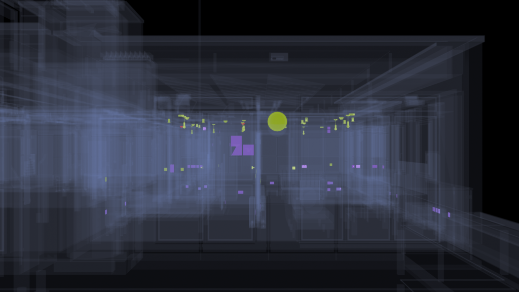 Interior view of Level 4 lighting and small power in the Ironworks Dublin electrical BIM model, by Trident BIM