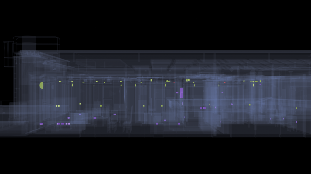 Sectional elevation through Level 4 at Ironworks Dublin showing electrical mounting heights, by Trident BIM